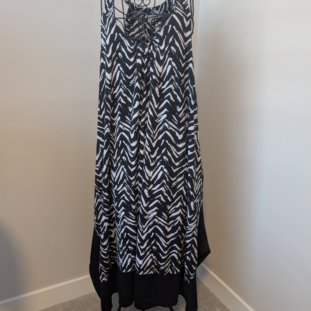 Anne Klein Zebra Print Sleeveless Maxi Dress - Black & White - Size XL